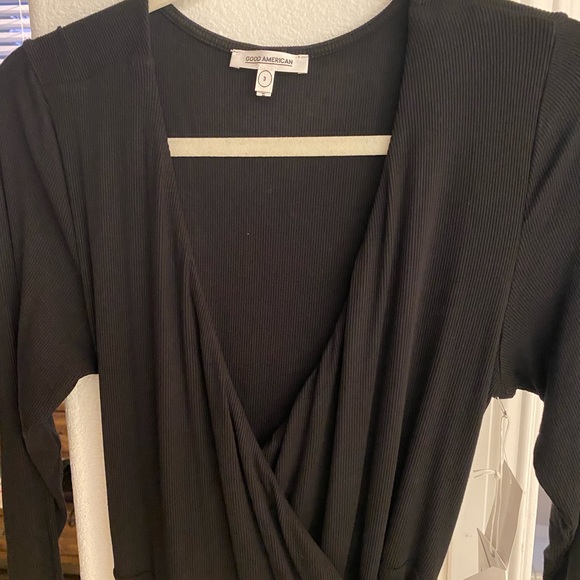 Good American | The Daynight Long Sleeve Wrap Dress in Black Size 2 - Picture 5 of 7